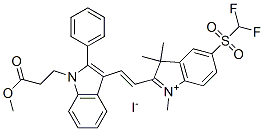 5-[(difluoromethyl)sulphonyl]-2-[2-[1-(3-methoxy-3-oxopropyl)-2-phenyl-1H-indol-3-yl]vinyl]-1,3,3-trimethyl-3H-indolium iodide Struktur