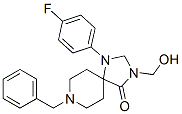 8-benzyl-1-(4-fluorophenyl)-3-(hydroxymethyl)-1,3,8-triazaspiro[4,5]decan-4-one Struktur