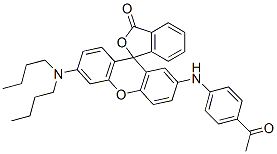 2'-(4-acetylphenylamino)-6'-(dibutylamino)spiro[isobenzofuran-1(3H)-9'(9H)-xanthene]-3-one Struktur