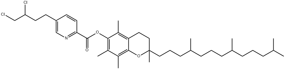 [2,5,7,8-tetramethyl-2-(4,8,12-trimethyltridecyl)chroman-6-yl] 5-(3,4- dichlorobutyl)pyridine-2-carboxylate Struktur