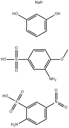 Benzenesulfonic acid, 2-amino-5-nitro-, diazotized, coupled with diazotized 3-amino-4-methoxybenzenesulfonic acid and resorcinol, sodium salts Struktur