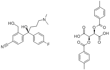 4-[(1S)-4-二甲胺基-1-對(duì)氟苯基-1-羥基丁基]-3-(羥甲基)苯腈 D-(+)-二對(duì)甲基苯甲酰酒石酸鹽 (2:1), 912452-31-4, 結(jié)構(gòu)式