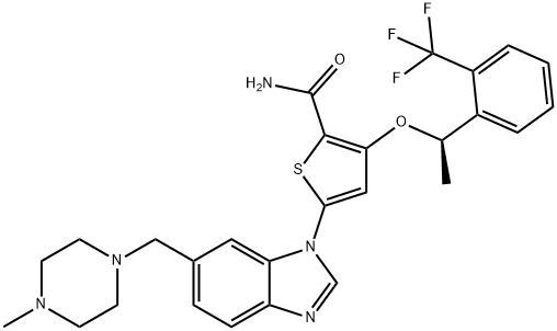 5-[6-[(4-メチル-1-ピペラジニル)メチル]-1H-ベンズイミダゾール-1-イル]-3-[(1R)-1-[2-(トリフルオロメチル)フェニル]エトキシ]-2-チオフェンカルボキサミド price.