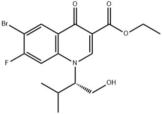 6-BroMo-1,4-dihydro-7-fluoro-1-[(1S)-1-(hydroxyMethyl)-2-Methylpropyl]-4-oxo-3-quinolinecarboxylic Acid Ethyl Ester Struktur