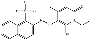 2-[(1-ethyl-1,6-dihydro-2-hydroxy-4-methyl-6-oxo-3-pyridyl)azo]naphthalene-1-sulphonic acid Struktur