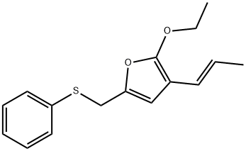 2-ETHOXY-5-PHENYLSULFANYLMETHYL-3-((E)-PROPENYL)-FURAN Struktur