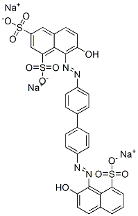 7-hydroxy-8-[[4'-[(2-hydroxy-8-sulpho-1-naphthyl)azo][1,1'-biphenyl]-4-yl]azo]naphthalene-1,3-disulphonic acid, sodium salt Struktur