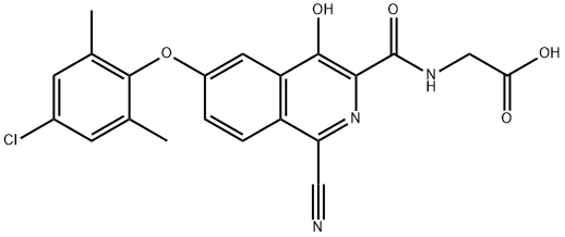 Glycine,  N-[[6-(4-chloro-2,6-dimethylphenoxy)-1-cyano-4-hydroxy-3-isoquinolinyl]carbonyl]- Struktur
