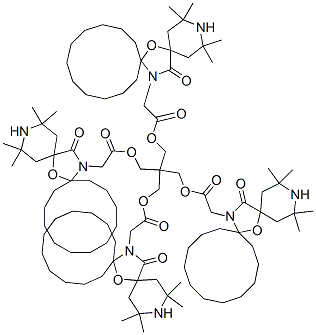 7-Oxa-3,20-diazadispiro[5.1.11.2]heneicosane-20-acetic acid, 2,2,4,4-tetramethyl-21-oxo-, 2,2-bis[[[(2,2,4,4-tetramethyl-21-oxo-7-oxa-3,20-diazadispiro[5.1.11.2]heneicos-20-yl)acetyl]oxy]methyl]-1,3-propanediyl ester Struktur