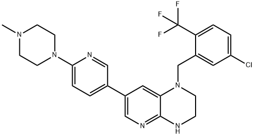 1-(5-chloro-2-(trifluoroMethyl)benzyl)-7-(6-(4-Methylpiperazin-1-yl)pyridin-3-yl)-1,2,3,4-tetrahydropyrido[2,3-b]pyrazine Struktur