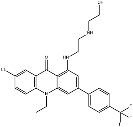 9(10H)-Acridinone,  7-chloro-10-ethyl-1-[[2-[(2-hydroxyethyl)amino]ethyl]amino]-3-[4-(trifluoromethyl)phenyl]- Struktur
