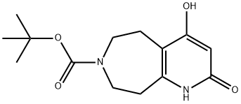 1,2,5,6,8,9-Hexahydro-4-hydroxy-2-oxo-7H-pyrido[2,3-d]azepine-7-carboxylic acid tert-butyl ester Struktur