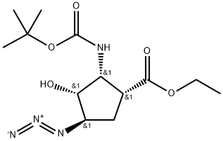 ETHYL (1R*,2R*,3R*,4R*)-4-AZIDO-2-(TERT-BUTOXYCARBONYLAMINO)-3-HYDROXYCYCLOPENTANE-CARBOXYLATE Struktur