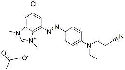6-chloro-4-[[4-[(2-cyanoethyl)ethylamino]phenyl]azo]-1,3-dimethyl-1H-benzimidazolium acetate Struktur
