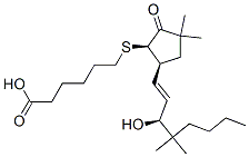 Hexanoic acid, 6-((5-(3-hydroxy-4,4-dimethyl-1-octenyl)-3,3-dimethyl-2 -oxocyclopentyl)thio)-, (1R-(1alpha,5beta(1E,3S)))- Struktur