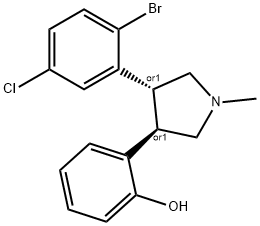 反式-N-甲基-3-(2-羥基苯基)-4-(2-溴-5-氯苯基)吡咯烷, 1000890-02-7, 結(jié)構(gòu)式