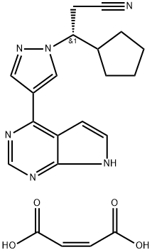 (betaR)-beta-Cyclopentyl-4-(7H-pyrrolo[2,3-d]pyrimidin-4-yl)-1H-pyrazole-1-propanenitrile (2Z)-2-butenedioate Struktur
