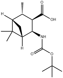 (1S,2S,3R,4S,5S)- 2-tert-Butoxy-carbonylamino-4,6,6-trimethylbi-cyclo[3.1.1]heptane-3-carboxylic acid Structure