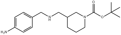 3-[(4-AMINO-BENZYLAMINO)-METHYL]-PIPERIDINE-1-CARBOXYLIC ACID TERT-BUTYL ESTER, 1189107-00-3, 結構式