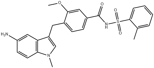 4-[(5-Amino-1-methyl-1H-indol-3-yl)methyl]-3-methoxy-N-[(2-methylphenyl)sulfonyl]benzamide Struktur