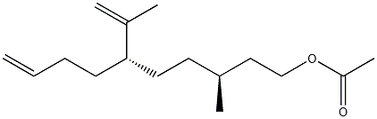 9-Decen-1-ol, 3-methyl-6-(1-methylethenyl)-, acetate, (S-(R*,R*))- Struktur