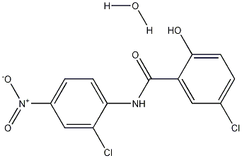 5-Chloro-N-(2-chloro-4-nitrophenyl)-2-hydroxybenzamide monohydrate Struktur