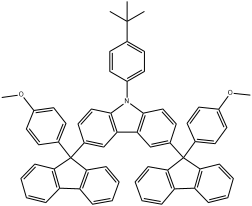 9-[4-(1,1-Dimethylethyl)phenyl]-3,6-bis[9-(4-methoxyphenyl)-9H-fluoren-9-yl]-9H-carbazole Structure