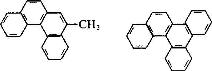2-甲基-3，4-苯并菲和1，2，3，4-二苯并菲的分子結(jié)構(gòu)式