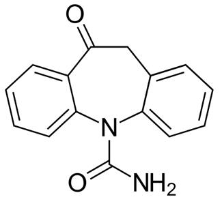 The chemical structure of Oxcarbazepine The chemical structure of Oxcarbazepine
