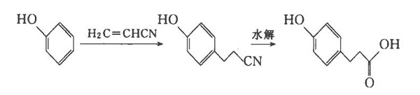 圖1 以苯酚為起始原料合成對經(jīng)基苯丙酸的反應