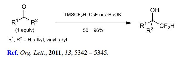 Difluoromethylation of aldehydes and ketones. Difluoromethylation of aldehydes and ketones.
