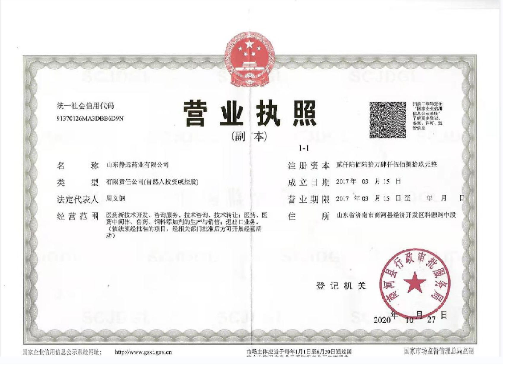 Business License Of EnterpriseLegal Person