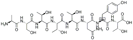 (2S,3R)-2-[(2S)-2-[(2S)-2-[(2S,3R)-2-[(2S,3R)-2-[(2S,3R)-2-[(2S)-2-[(2S)-2-アミノプロパンアミド]-3-ヒドロキシプロパンアミド]-3-ヒドロキシブタンアミド]-3-ヒドロキシブタンアミド]-3-ヒドロキシブタンアミド]-3-カルバモイルプロパンアミド]-3-(4-ヒドロキシフェニル)プロパンアミド]-3-ヒドロキシブタン酸 化學構(gòu)造式