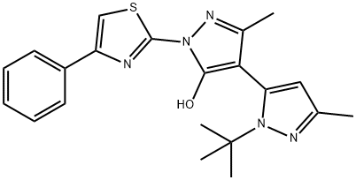 1-(4-PHENYL-2-THIAZOLYL)-1-TERT-BUTYL-3,3'-DIMETHYL-5-HYDROXY[4,5']-BIPYRAZOL Struktur