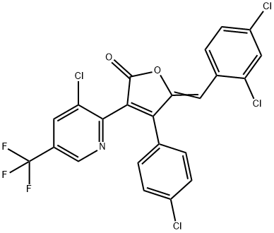 4-(4-CHLOROPHENYL)-3-[3-CHLORO-5-(TRIFLUOROMETHYL)-2-PYRIDINYL]-5-[(2,4-DICHLOROPHENYL)METHYLENE]-2(5H)-FURANONE Struktur