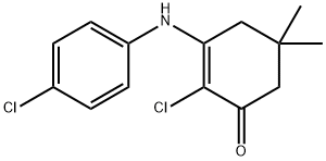2-CHLORO-3-((4-CHLOROPHENYL)AMINO)-5,5-DIMETHYLCYCLOHEX-2-EN-1-ONE Struktur