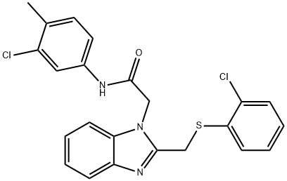 N-(3-CHLORO-4-METHYLPHENYL)-2-(2-([(2-CHLOROPHENYL)SULFANYL]METHYL)-1H-1,3-BENZIMIDAZOL-1-YL)ACETAMIDE Struktur