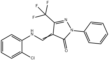 4-[(2-CHLOROANILINO)METHYLENE]-2-PHENYL-5-(TRIFLUOROMETHYL)-2,4-DIHYDRO-3H-PYRAZOL-3-ONE Struktur