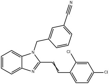 3-([2-(2,4-DICHLOROSTYRYL)-1H-1,3-BENZIMIDAZOL-1-YL]METHYL)BENZENECARBONITRILE Struktur