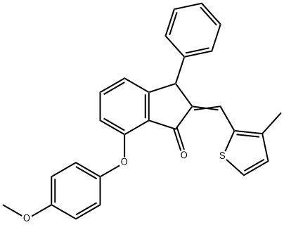 7-(4-METHOXYPHENOXY)-2-[(3-METHYL-2-THIENYL)METHYLENE]-3-PHENYL-1-INDANONE|