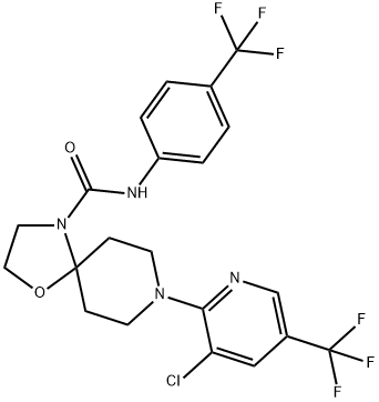 8-[3-CHLORO-5-(TRIFLUOROMETHYL)-2-PYRIDINYL]-N-[4-(TRIFLUOROMETHYL)PHENYL]-1-OXA-4,8-DIAZASPIRO[4.5]DECANE-4-CARBOXAMIDE Struktur