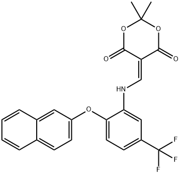 2,2-DIMETHYL-5-(((2-(2-NAPHTHYLOXY)-5-(TRIFLUOROMETHYL)PHENYL)AMINO)METHYLENE)-1,3-DIOXANE-4,6-DIONE Structure