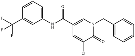 1-BENZYL-5-CHLORO-6-OXO-N-[3-(TRIFLUOROMETHYL)PHENYL]-1,6-DIHYDRO-3-PYRIDINECARBOXAMIDE Struktur