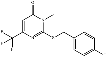 2-[(4-FLUOROBENZYL)SULFANYL]-3-METHYL-6-(TRIFLUOROMETHYL)-4(3H)-PYRIMIDINONE Struktur