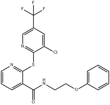 2-([3-CHLORO-5-(TRIFLUOROMETHYL)-2-PYRIDINYL]SULFANYL)-N-(2-PHENOXYETHYL)NICOTINAMIDE Struktur