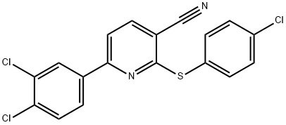 2-[(4-CHLOROPHENYL)SULFANYL]-6-(3,4-DICHLOROPHENYL)NICOTINONITRILE Structure