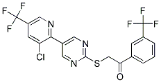 2-((5-(3-Chloro-5-(trifluoromethyl)-2-pyridinyl)-2-pyrimidinyl)sulfanyl)-1-(3-(trifluoromethyl)phenyl)-1-ethanone Struktur
