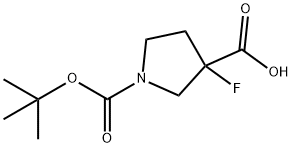 1-(TERT-ブチルトキシカルボニル)-3-フルオロピロリジン-3-カルボン酸 化學(xué)構(gòu)造式