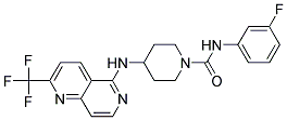 N-(3-FLUOROPHENYL)-4-([2-(TRIFLUOROMETHYL)-1,6-NAPHTHYRIDIN-5-YL]AMINO)PIPERIDINE-1-CARBOXAMIDE