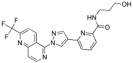 N-(3-HYDROXYPROPYL)-6-(1-[2-(TRIFLUOROMETHYL)-1,6-NAPHTHYRIDIN-5-YL]-1H-PYRAZOL-4-YL)PYRIDINE-2-CARBOXAMIDE Structure